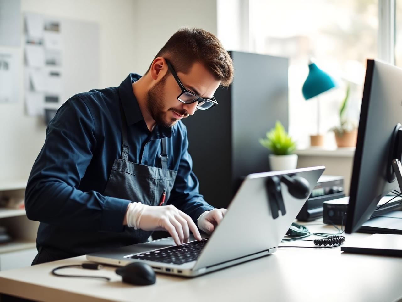 Eddar technician repairing a laptop